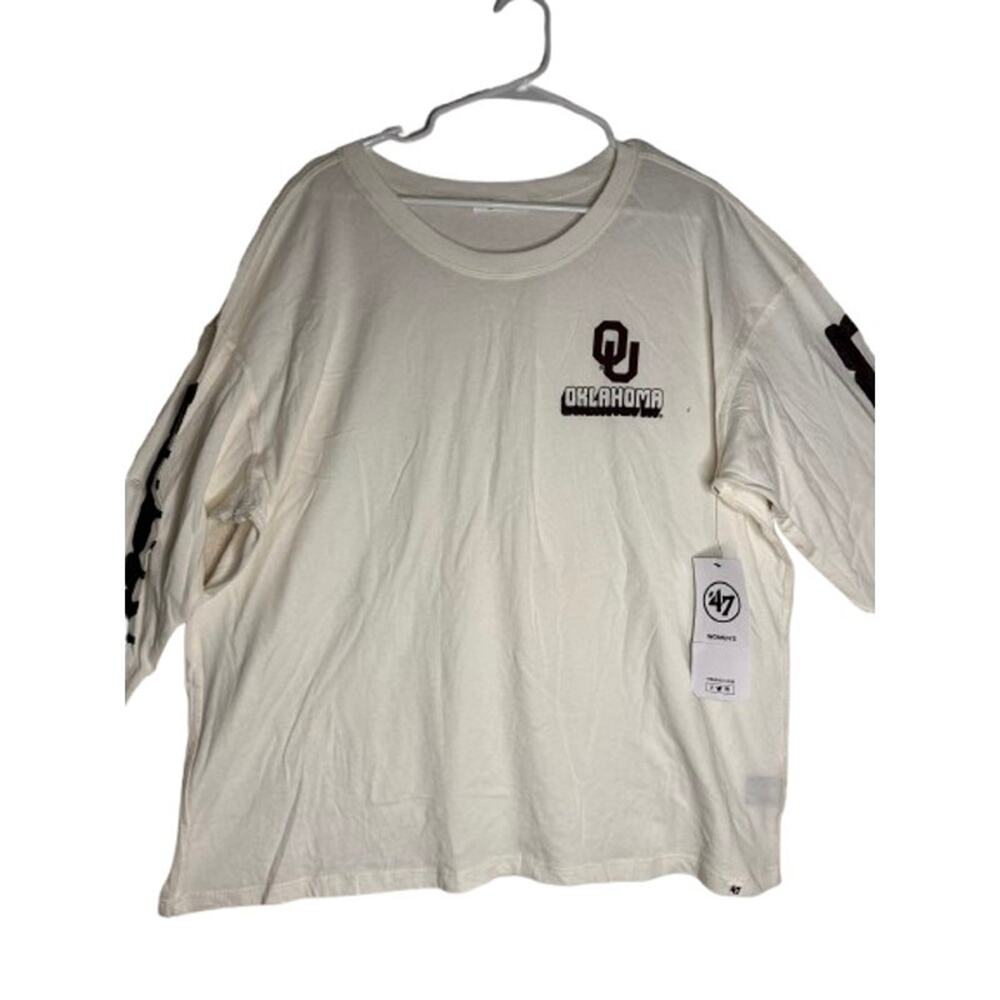 '47 Brand Oklahoma Sooners Women's Sandstone Long Sleeve T-shirt White Size XL
